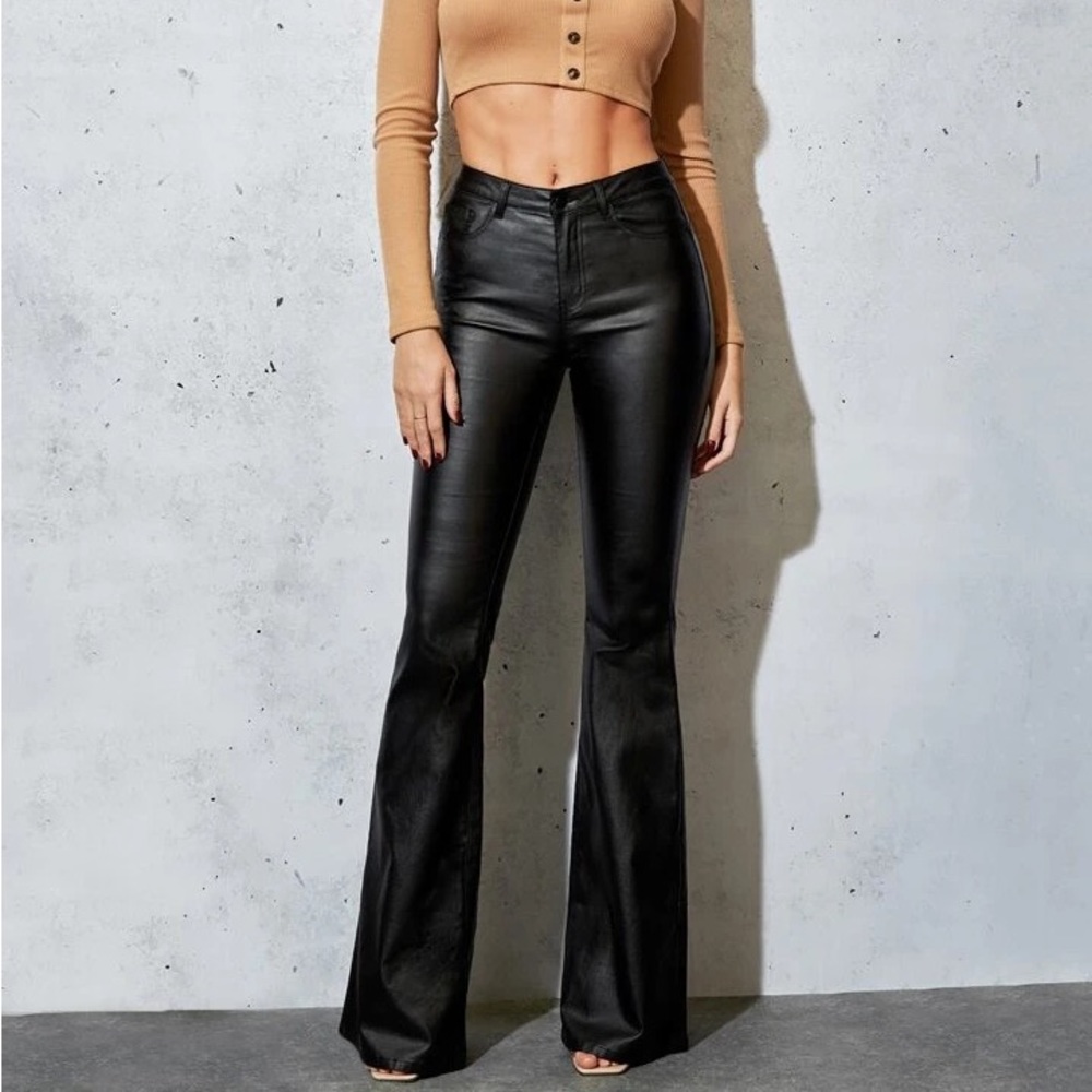 black flare leather pants (tall/long)
